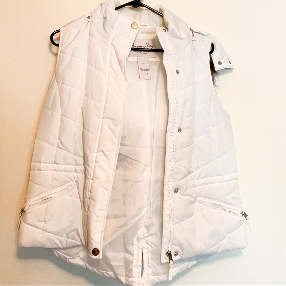 White, Hooded Winter Vest